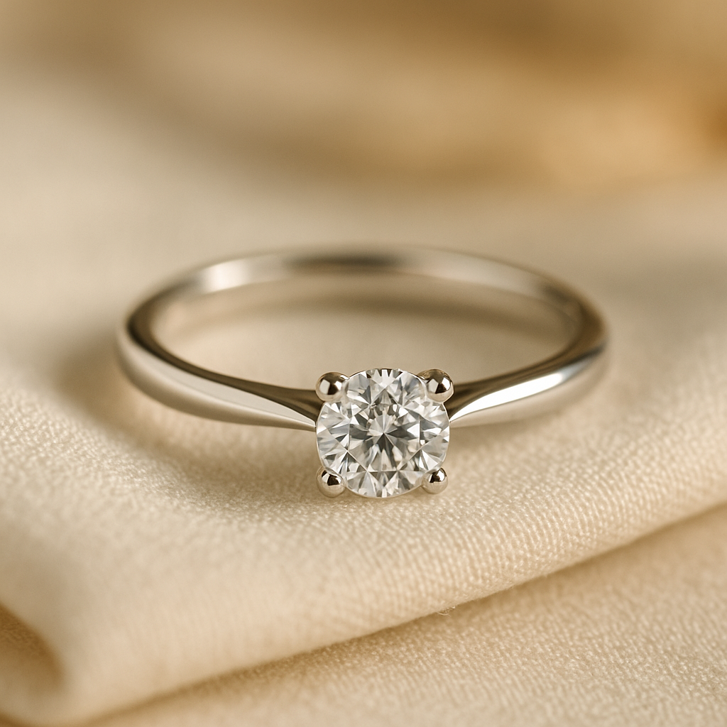 solitärring med briljantslipad diamant